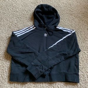 Adidas slightly cropped black hoodie